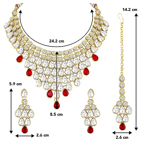 Image of Peora Ethnic Traditional Kundan Bridal Jewellery Set Gift for Women