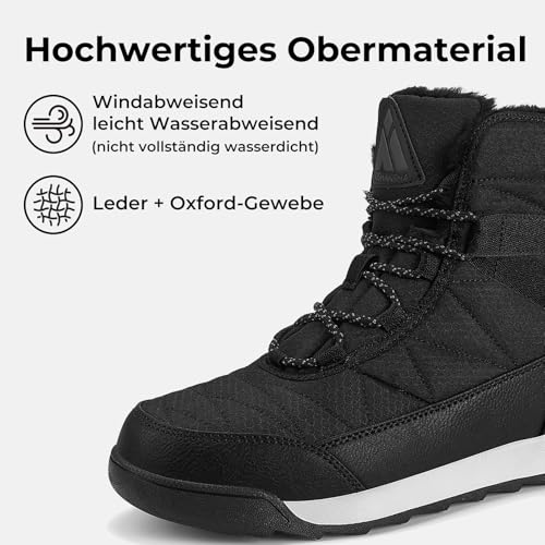Mishansha Botas de Nieve Mujer Botines Cálido Senderismo Trekking Zapatos de Nieve Antideslizante Minimalistas Invierno Boots Negro 39 EU - imagen 3