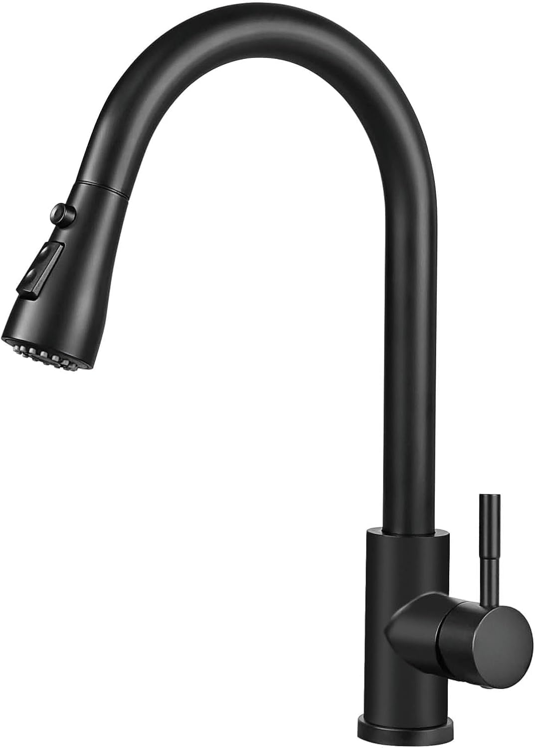 HOTTISTStainless Steel Kitchen Sink Taps Mixer with Pull Out Spray, Swivel Single Handle High Arc Pull Down Faucet for UK Standard Fittings (Matte Black)