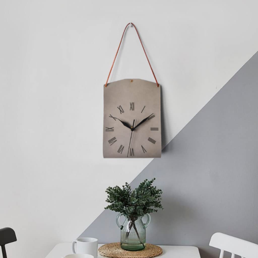 Relojes de Pared Relojes de pared retro Reloj de pared con forma de bolsillo creativo Reloj de pared de cuero Reloj de pared alimentado por batería Reloj de pared sin garrapatas elegante exquisita