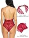 ADOME Women One Piece Lingerie Lace Teddy V Neck Bodysuits Halter Babydoll, Style 1-dark Red, X-Large