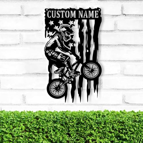 Image of Custom US Bicycle Racing Metal Wall Art With LED Light V2, Personalized Bicycle Racing Metal Sign, Wall Hanging, Home Decor, Birthday Gift, Christmas Gift