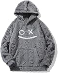 Broderie lettre homme Textured Hoodie,Casual Mode Streetwear Sweatshirt à capuche pour Printemps Automne