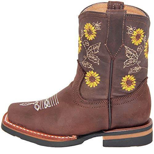 Kids Western Boot Girls Floral Sunflower Embroidered Cowgirl Cowboy Boot2