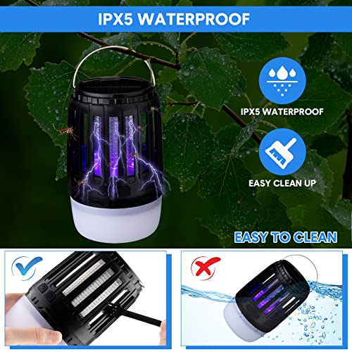 2 Pack 3 In 1 Mosquito Zapper Killer With Solar And Usb Rechargeable Waterproof Mosquito Lamp Gnats Flying Trap For Outdoor & Indoor Led Lantern For Home, Camping, Backyard, Patio #TOP5