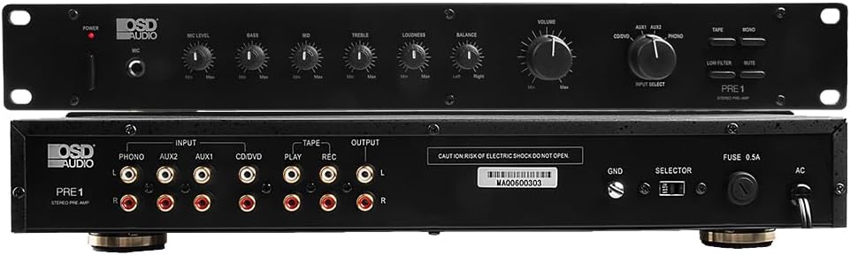 OSD Audio Pre-1 High Definition Preamplifier – Multi Source Select Phono Ready