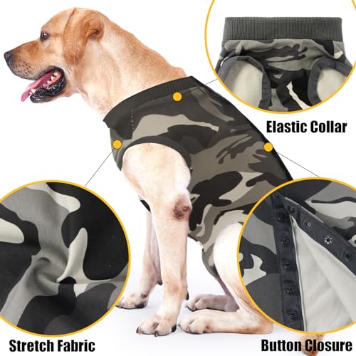 Dotoner Krankenhausanzug für Hunde und Katzen, Wundschutz für Welpen, medizinische Kleidung, nach Operationen, Ersatzkragen und Kegel (XXL, Camouflage)