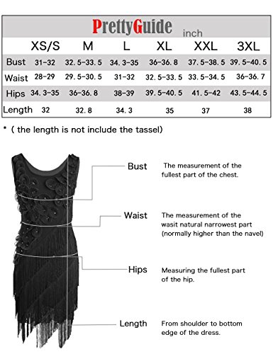 Prettyguide Women's 1920S Beaded Fringe Scalloped Petal Hem Origami Flapper Dress Xl Black #TOP4