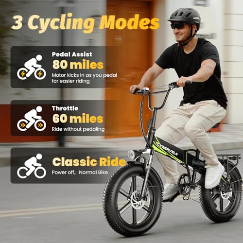 Image of 1000W Folding Electric Bike, 48V 20.8AH Large Removable Battery E-Bike, 30+MPH, 80 Miles Max Range, 20 inch Fat Tire Electric Bike for Adults, Adult Electric Bicycles for Commute