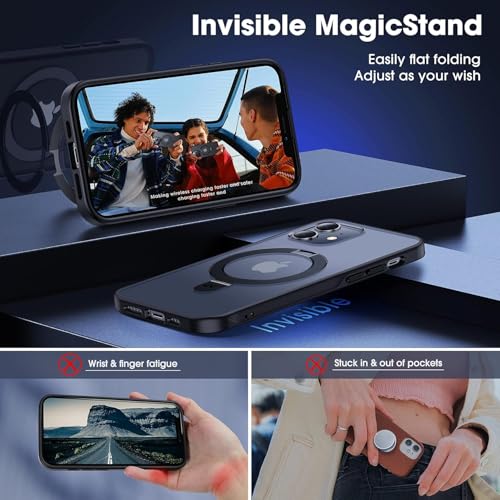 Image of iPhone 12 /12 pro Magsafe Stand Case | Matte Design & 360 Protection | Military-Grade Apple iPhone 12 /12 pro Cover | Ultra Premium - Black