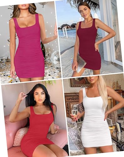 Image of Ellakoko 2025 Women Spring Summer Sleeveless Dress Sexy Mini Bodycon Square Neck Prom Party Cocktail Graduation Dress