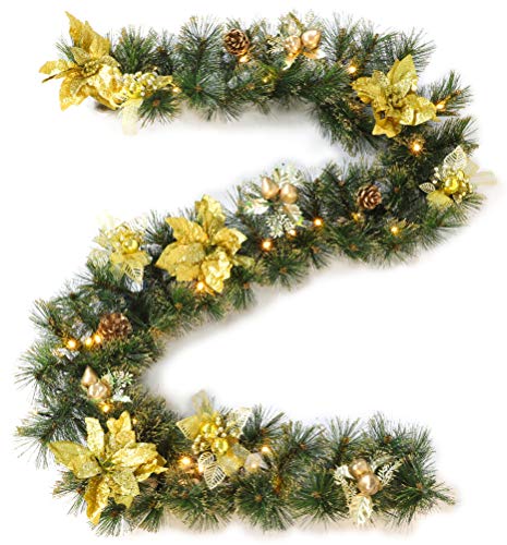Image of Christmas Concepts® 6ft (72") Pre Lit Gold Decorated Christmas Garland With LED Lights