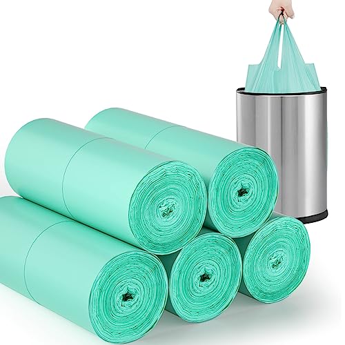AYOTEE Small Trash Bags with Handles,100 Counts Small Biodegradable Trash Bags 4 Gallon Garbage Bag, Unscented Strong Mini Compostable Bag 15 Liter Waste Basket Liners for Bathroom Kitchen Home