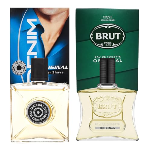 BRUT Original Eau de Toilette & Blue Denim Aftershave Bundle 100ml Long-Lasting Fresh & Masculine Fragrance Gift Set