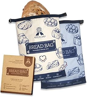 GRIN BY GRIN- 2 Packs Bread Bags to Keep Bread Fresh, Reusable Zipper Bread Bags for Homemade Bread Loaf, Freezer Bread Storage Bag, Bread Container, Fresh Keeping Extra Large Bread Bags, Reusable Food Storage Bag