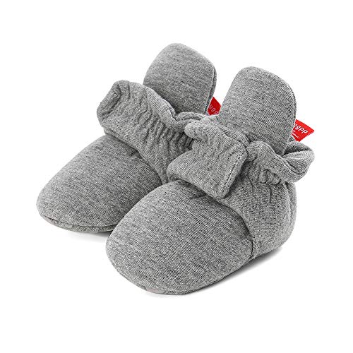 LACOFIA Botas Antideslizantes de Suela Blanda para bebé niño o niña Zapatos de calcetín de bebé Invierno Gris Oscuro 6-12 Meses