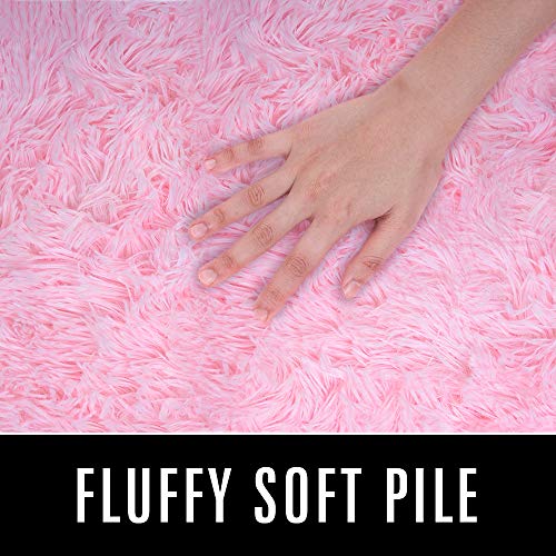 Homore Luxury Fluffy Area Rug Modern Shag Rugs For Bedroom Living Room, Super Soft And Comfy Carpet, Cute Carpets For Kids Nursery Girls Home, 5X8 Feet Baby Pink #TOP2