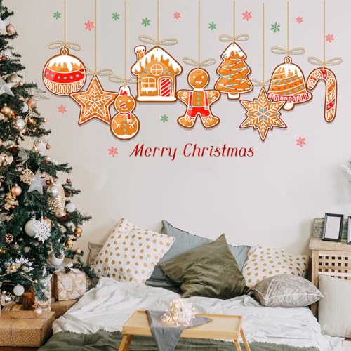 Christmas Gingerbread Wall Decals Removable Vinyl Xmas Wall Stickers Christmas Candy Snowflake Peel and Stick Wallpaper for Winter Holiday Living Room Bedroom Home Office Decor Christmas Gingerbread Wall Decals Removable Vinyl Xmas Wall Stickers Christmas Candy Snowflake Peel and Stick Wallpaper for Winter Holiday Living Room Bedroom Home Office Decor