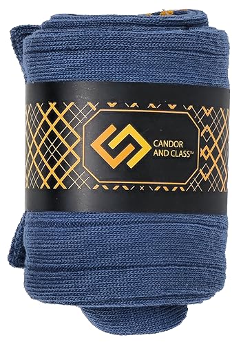 Men's Combed Cotton Socks, Seamless Toe, Flat Knit or Ribbed, Crew Length, Black, Navy or Brown Light Blue Ribbed 1PK (4 Pairs)2