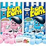 Eiffel Bon Bons Variety 2 Pack - Strawberry & Blue Raspberry - 4 oz bags bundle with 2 Stickers - Chewy French Candy Snack - Enjoyed by All for Over 20 years