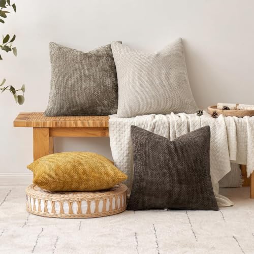 Image of MIULEE Decorative Gold Euro Sham Throw Pillow Covers 26x26 Inch 2 Pack