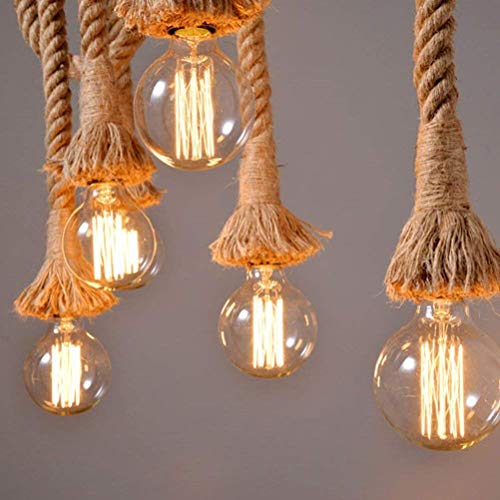 Image of E27 Rustic Lamp Rope Hanging Light (Pack of 4) Pendants Ceiling Lamp