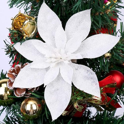 GL-Turelfies 12 Stück glitzernde Weihnachtsblumen (16 cm) mit 12...