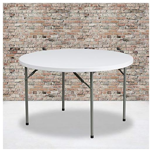 EMMA + OLIVER 4-Foot Round Granite White Plastic Folding Table - Banquet/Event Folding Table