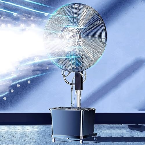 FQMYLTYN 26in/30in Misting Fan 3 Speed, Outdoor Commercial Pedestal Fan with 90° Oscillating, Adjustable Height Spray Fan for Backyards, Patios, Restaurant, Garage, Gym, Factory Workshop(75cm/30in)