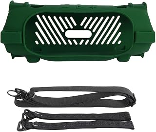 Funda Protectora de Silicona para JBL charge6 Stereo Protección contra caídas Choque por arañazos Manguito Protector Color sólido Gel de Viaje Funda de Piel Suave con Correa para el Hombro (Verde)