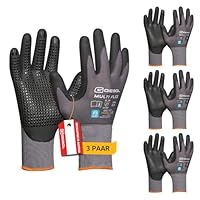 Gebol Multi Flex, 3 Paar Arbeitshandschuhe Herren, Montagehandschuhe mit Nitril-Beschichtung & Noppen, atmungsaktiv für Präzisions- & Reparaturarbeiten, Gr.M (Gr. 8), Grau