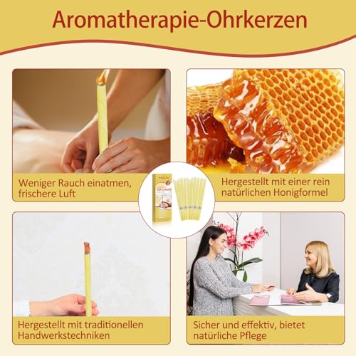 Ohrenkerzen, ohrenkerzen zur reinigung ohrenschmalz,ohrkerzen ear wax removal,ohrenschmalz entferner kerzen,ohrkerzen zur reinigung,bienenwachs 10 Stück mit 5 Schutzscheiben + 10 Wattestäbchen