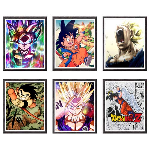 MS Fun Dragon Ball Super Saiyan Son Goku - Juego de 6 impresiones artísticas en lienzo digital, 20,3 x 25,4 cm, sin marco Cover