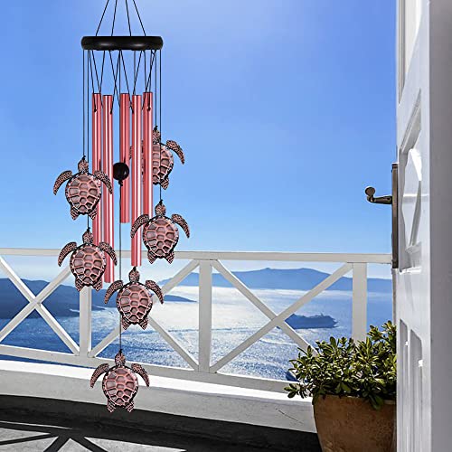Outdoor Sea Turtle Wind Chimes Indoor Decor - Pure Hand-Made Mobile Romantic Windcatcher, 28In Sea Turtle Wind Chimes For Home, Balcony, Patio, Garden Decoration, Gift For Mom(5 Tubes, 6 Sea Turtles) #TOP6