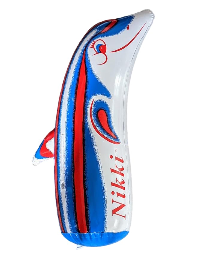 Nikki Inflatable Dolphin Pool Toy, 29 Inches Tall, Optimal Vertical Floating Design…