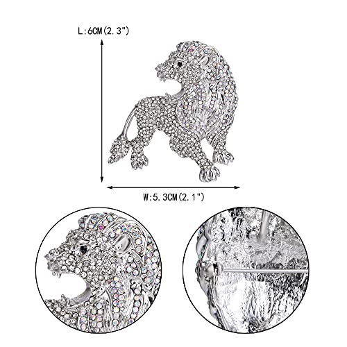 Image of EVER FAITH Roaring King Lion Austrian Crystal Brooch