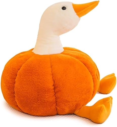 SEAHOME Peluche de pato de calabaza, lindo peluche de ganso de calabaza, suave almohada de felpa para Halloween, Navidad, decoración de cumpleaños,