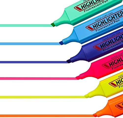 IMA 6 PCS Assorted Colours Premium Highlighter Pens Fluorescent Pens Bright Colours Markers Requisite Needs