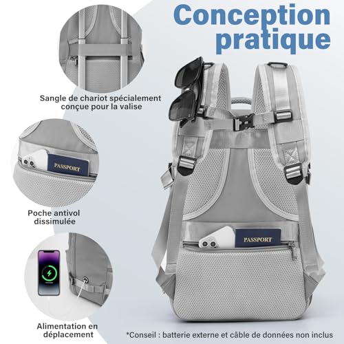 Sac Cabine Ryanair 40X30X20 : COOLIFE Sac à Dos Cabine 45x36x20 EasyJet Ryanair Eurowings avec ... – Image 6