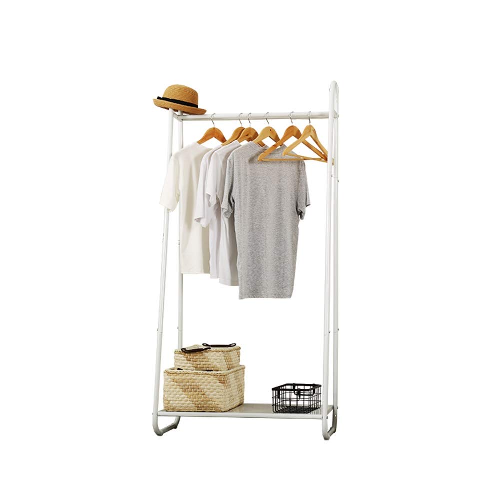 Moderner minimalistischer Kleiderständer aus robustem Metall mit doppelter Kleiderstange und unterer Aufbewahrung 78 x 41 x 160 cm (Color : White)