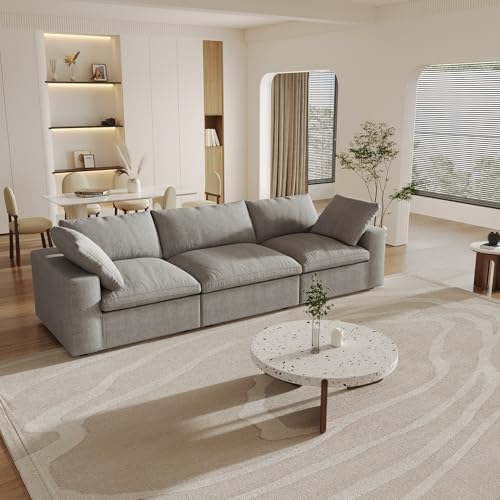 Cloud Modular Sectional Sofa Couch,120.45" Convertible Couches 3 Seater Sofa for Living Room,Minimalist Deep Sofa Couches,Sofa Covers Washable&Replaceable(Grey)