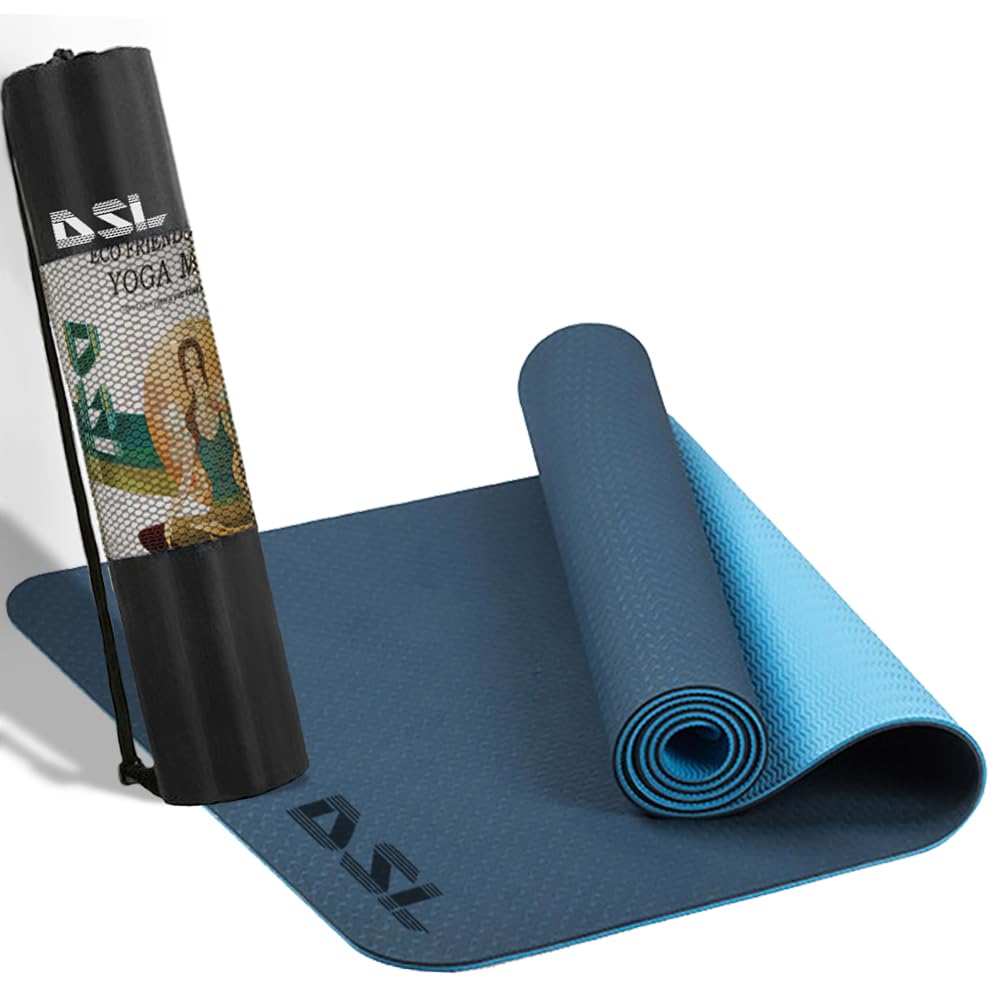 DSL Premium TPE Pilates Yoga Mat - 183x61x0.6cm - Eco Friendly Non-Slip Thick Gym Exercise Mat for Home - Women & Men
