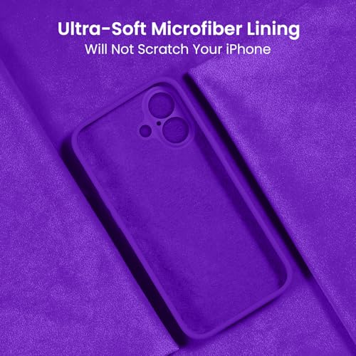 Image of FireNova Designed for iPhone 16 Case, Silicone Upgraded [Camera Protection] Phone Case, Soft Anti-Scratch Microfiber Lining Inside, 6.1 inch, Neon Purple