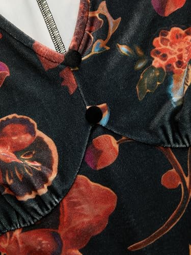 CIDER Floral Print V Neck Long Sleeve Mini Casual Boho Dress Trendy Women Dresses2