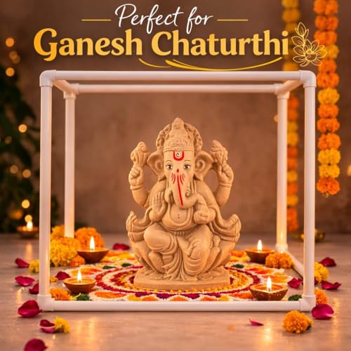 Image of SAUDEEP INDIA 40cm Ganpati Mandap for Ganesh Chaturthi Idol Home Decor | Ganesh Murti Sthapana Stand | DIY Pooja Pandal Backdrop Frame Setup | Home Temple Ganpati Bappa Idol Platform