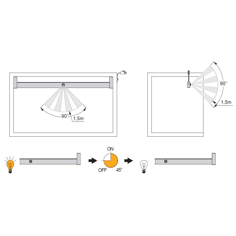 EMUCA - Iluminación para Armario o vestidor, Barra de Armario con luz LED 4W-12V DC y Detector de Movimiento, Aluminio anodizado Mate, L 708-858mm