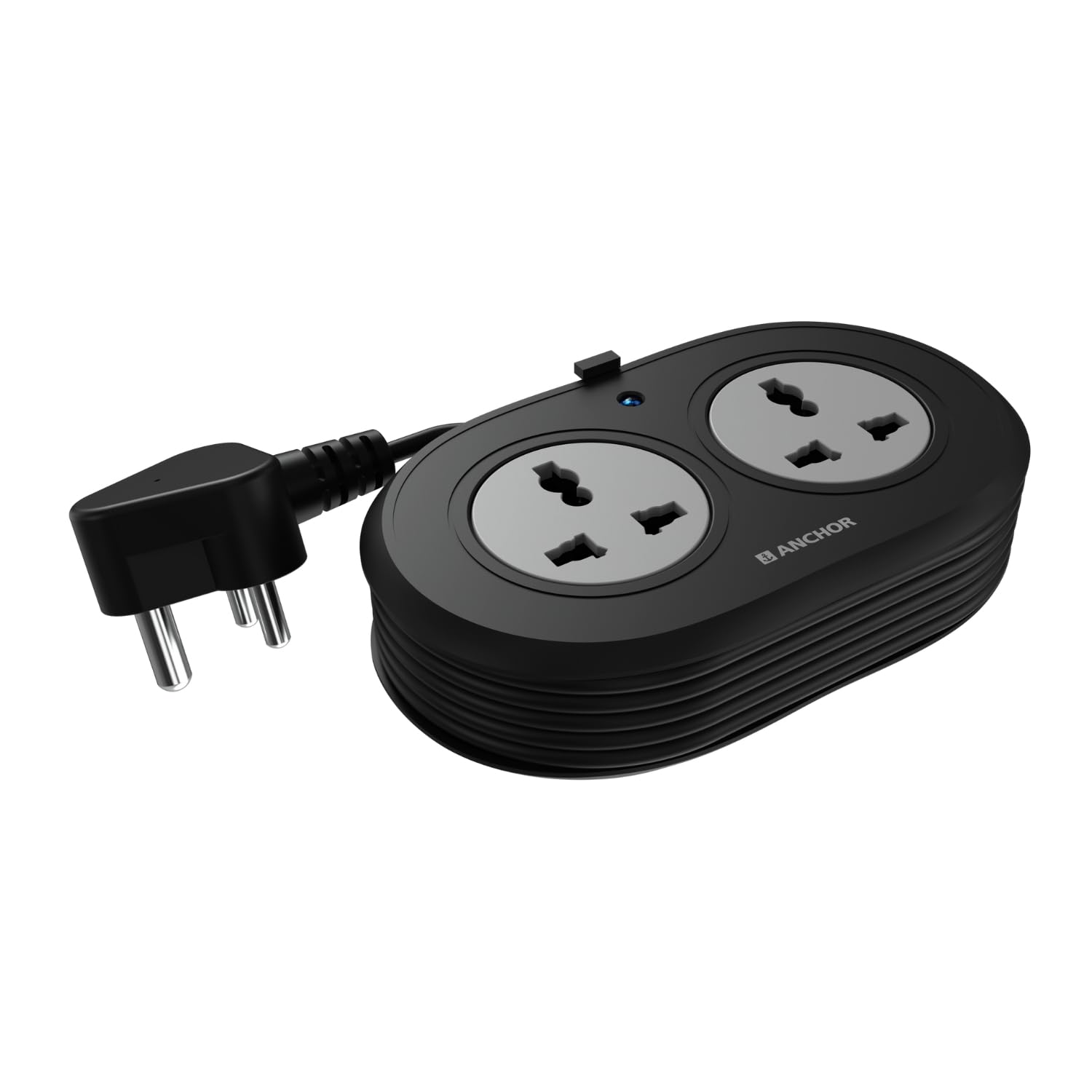 Anchor by Panasonic 6 amp 2 Socket Spike Guard with Surge Protection, Universal Socket with 1.2m ISI Power Cord, 2 Way Extension Board (Matt Black - 22080)-image-3