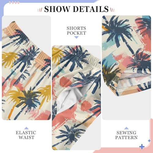 ALAZA Coconut Tree Pajamas Bottoms with Pockets Comfy Pjs Sleepwear Elastic Waistband Pajamas Pants Lounge Pants for 6-14 Years4