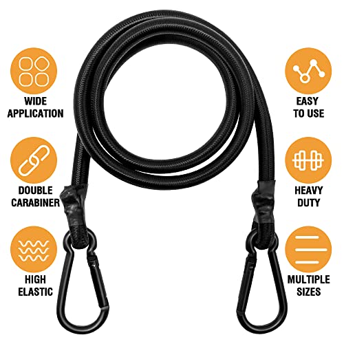 Bungee Cords with Carabiner Clips, 4 Pack Long Heavy Duty Carabiner Bungee Cord 150 cm - Image 2