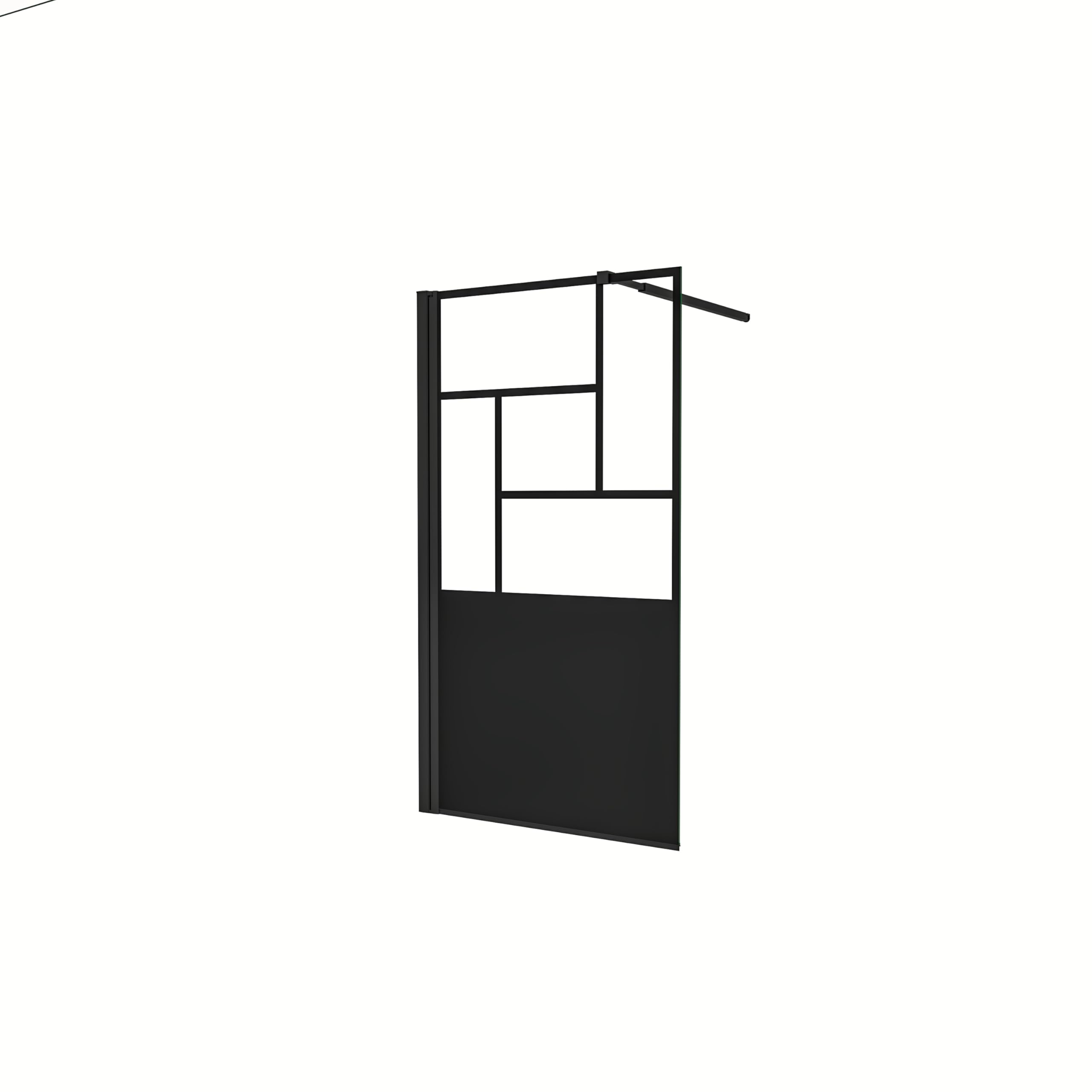 AICA Walkin Mampara Panel de ducha Pantalla Panel Fijo estilo industrial Cristal Antical 8mm con Barra 73-120cm Perfil Negro Mate,(877-900) x2000mm